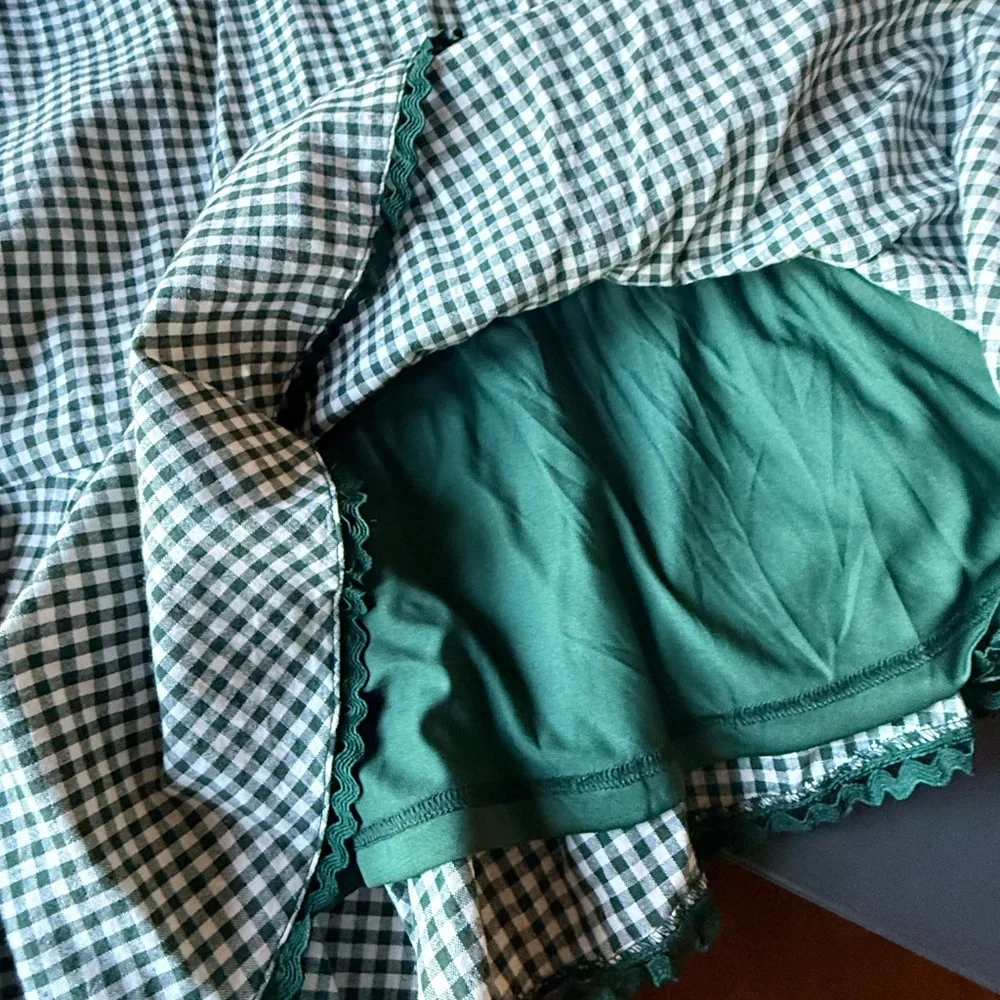 Entro Commander Forest Check Mini Dress. Size S NWT .Lined. Button front. - Picture 11 of 11